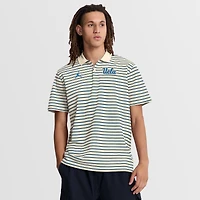 Polo rayé Dri-FIT pour homme Jordan Brand beige/bleu avec logo principal des Bruins de l'UCLA