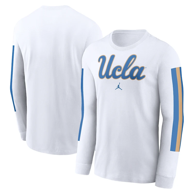 T-shirt à manches longues blanc Jordan Brand pour homme avec slogan Local Spirit des Bruins de l'UCLA