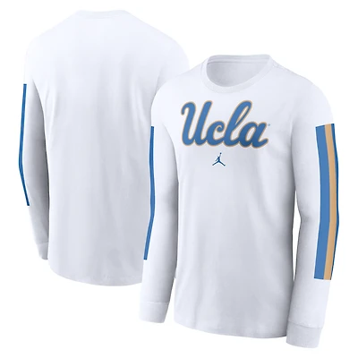 T-shirt à manches longues blanc Jordan Brand pour homme avec slogan Local Spirit des Bruins de l'UCLA