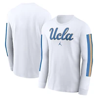 T-shirt à manches longues blanc Jordan Brand pour homme avec slogan Local Spirit des Bruins de l'UCLA
