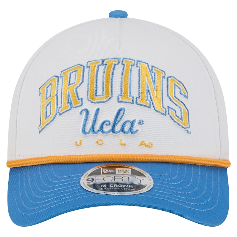 Men's New Era White/Blue UCLA Bruins Arch Two-Tone Rope 9FORTY A-Frame M-Crown Adjustable Hat