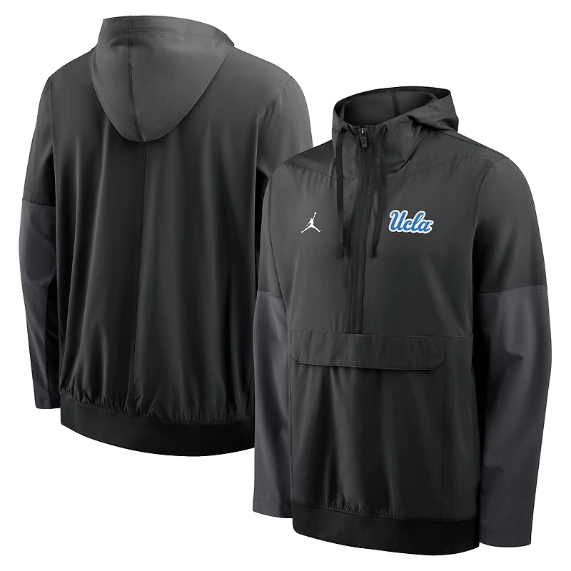 Men's Nike Black UCLA Bruins Anorak Half-Zip Hoodie Jacket