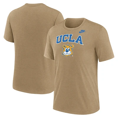 T-shirt Nike Heather Light Brown Legacy Arch Tri-Blend pour homme, UCLA Bruins
