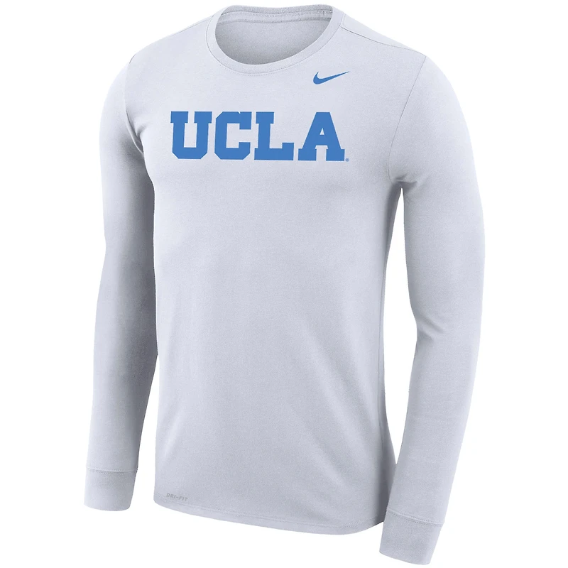 Men's Nike White UCLA Bruins Legend Wordmark Performance Long Sleeve T-Shirt