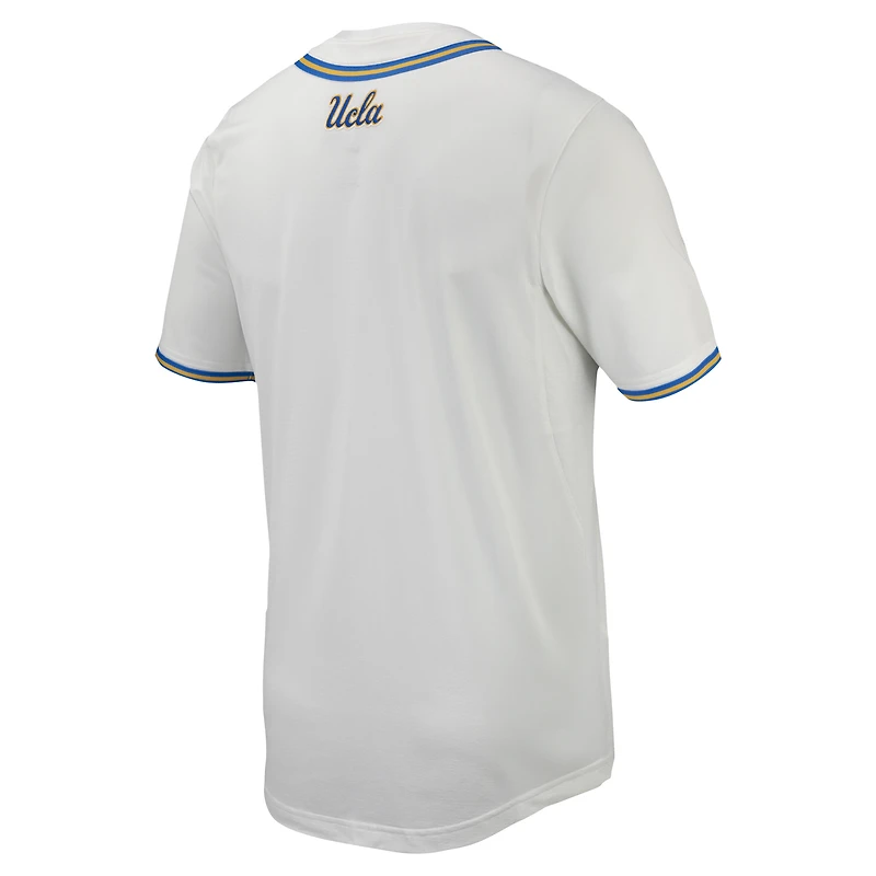 Maillot de baseball Nike pour hommes, réplique des Bruins l'UCLA, blanc, boutonné sur toute la longueur