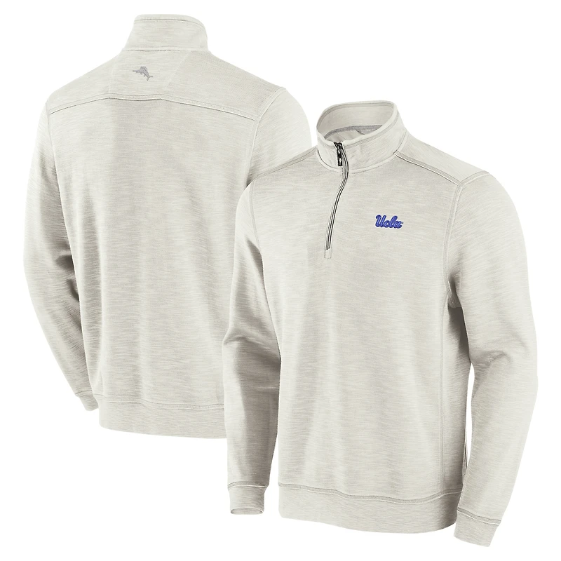 Haut à trois mélanges demi-zip Tommy Bahama crème UCLA Bruins Tobago Bay pour hommes