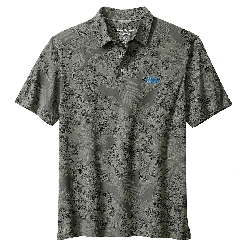Men's Tommy Bahama Gray UCLA Bruins Palm Fresco Hibiscus IslandZone® Polo