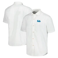 Men's Tommy Bahama White UCLA Bruins Coconut Point Palm Vista IslandZone Camp Button-Up Shirt