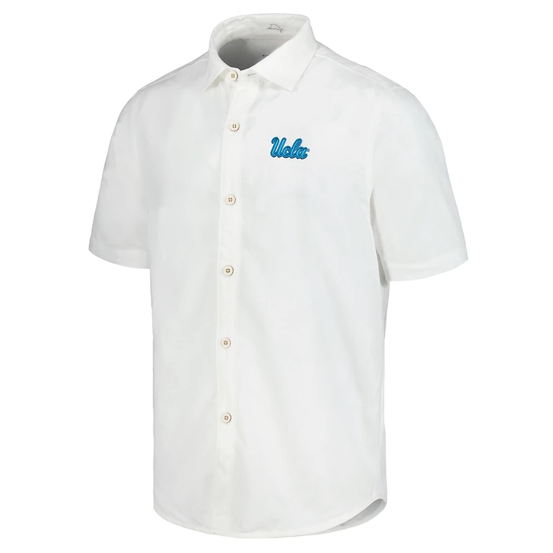 Men's Tommy Bahama White UCLA Bruins Coconut Point Palm Vista IslandZone Camp Button-Up Shirt