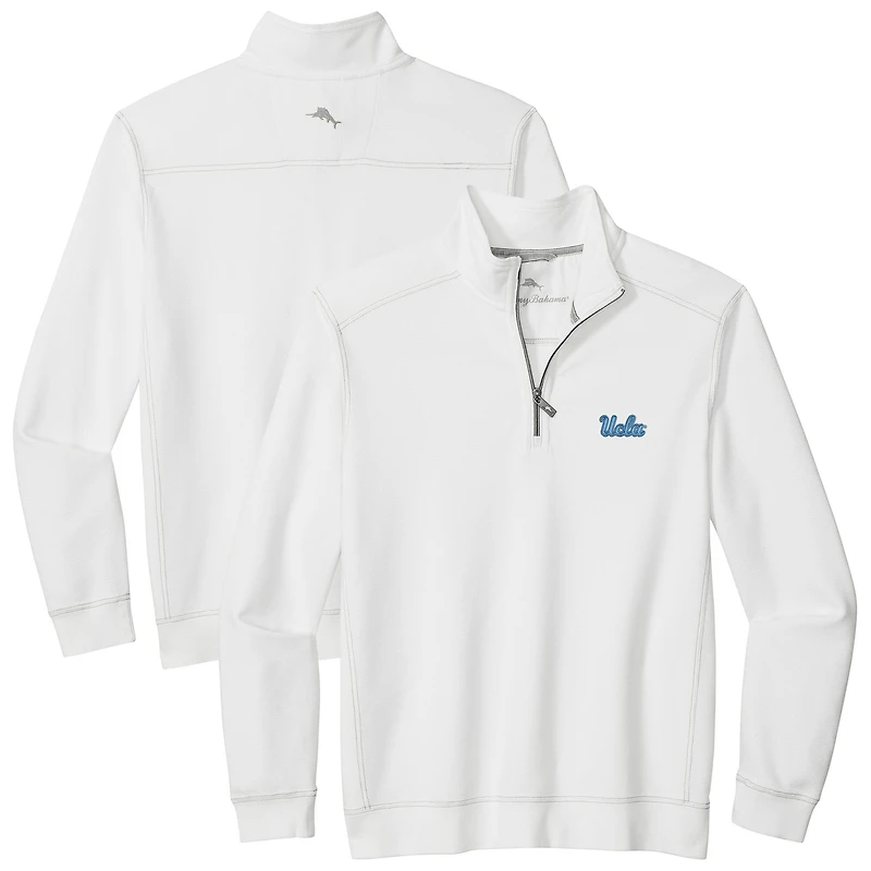 Veste mi-zip Tommy Bahama blanche pour homme des Bruins de l'UCLA à Montego Bay