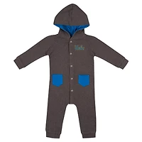 Newborn & Infant Colosseum Charcoal UCLA Bruins Zando-Zan Waffle Full-Snap Hooded Romper