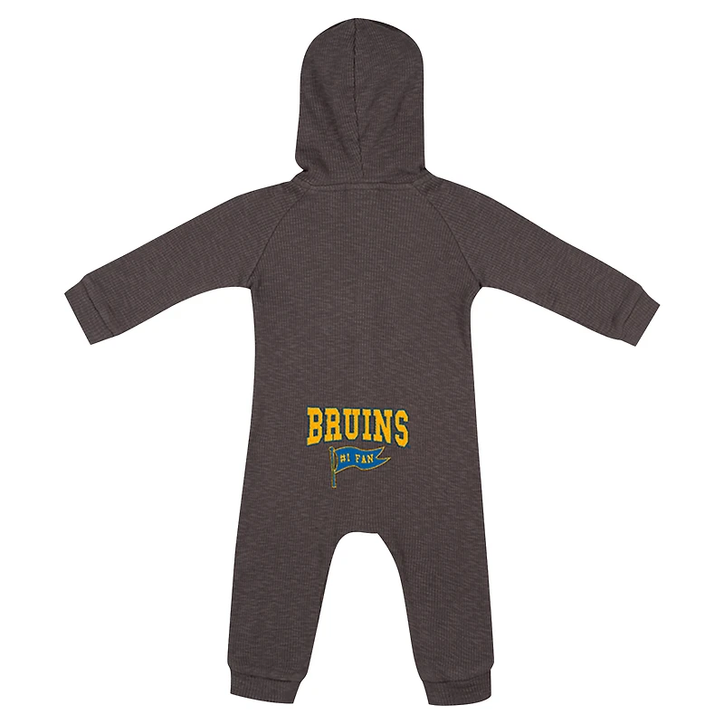Newborn & Infant Colosseum Charcoal UCLA Bruins Zando-Zan Waffle Full-Snap Hooded Romper