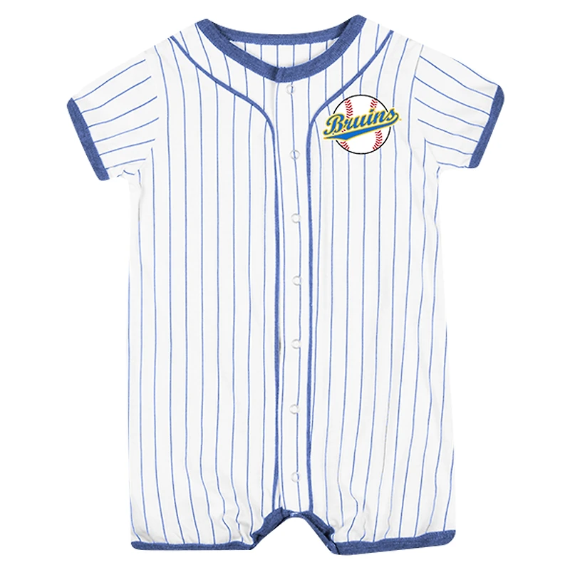 Barboteuse poussiéreuse à fines rayures Colosseum White UCLA Bruins pour nouveau-nés et nourrissons