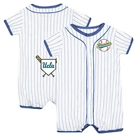 Barboteuse poussiéreuse à fines rayures Colosseum White UCLA Bruins pour nouveau-nés et nourrissons