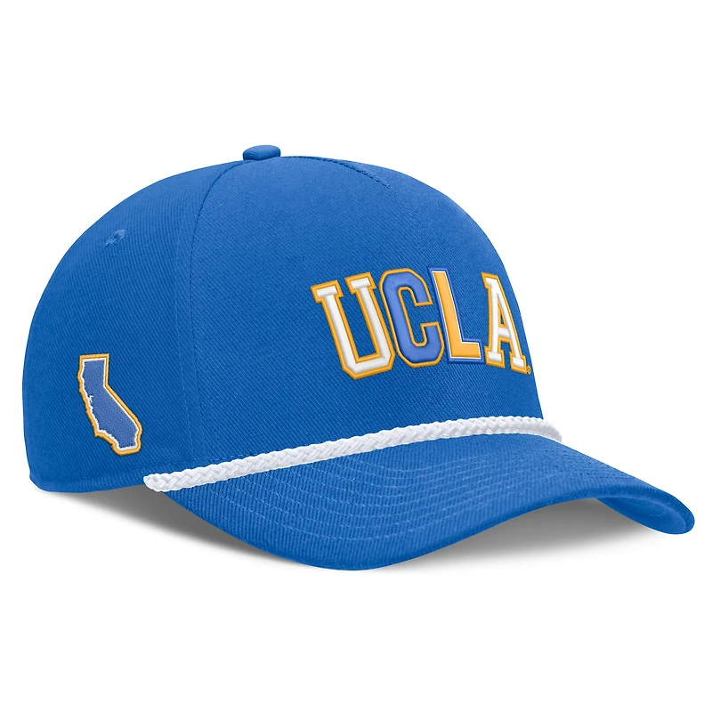 Casquette unisexe Nike bleue UCLA Bruins 2026 Basketball Refresh 5 panneaux à taille corde