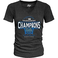 Women's Blue 84 Black UCLA Bruins 2025 Big Ten Basketball Conference Tournament Champions Locker Room Tri-Blend V-Neck T-Shirt