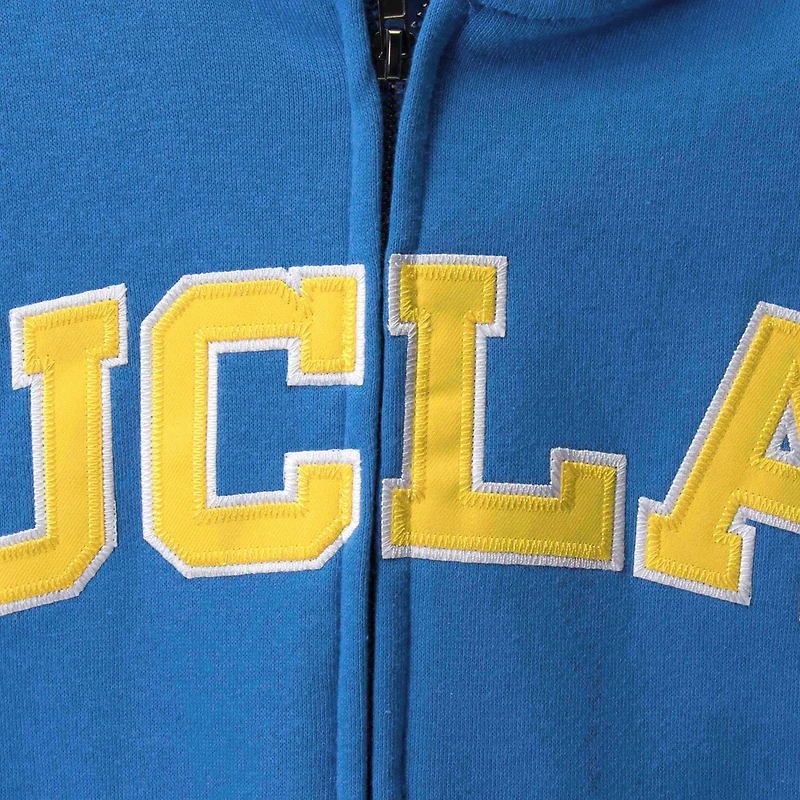 Sweat à capuche zippé bleu UCLA Bruins pour femme, avec nom en arc de cercle