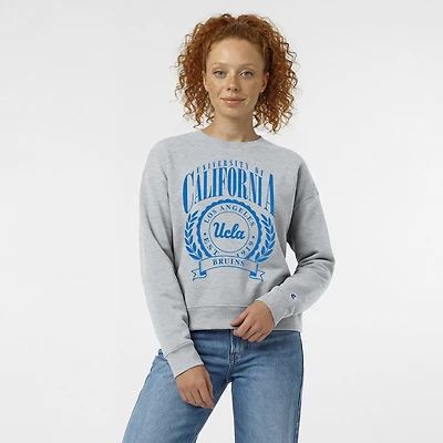 Women's Champion  Heather Gray UCLA Bruins Academic Crest Powerblend Crewneck Sweatshirt