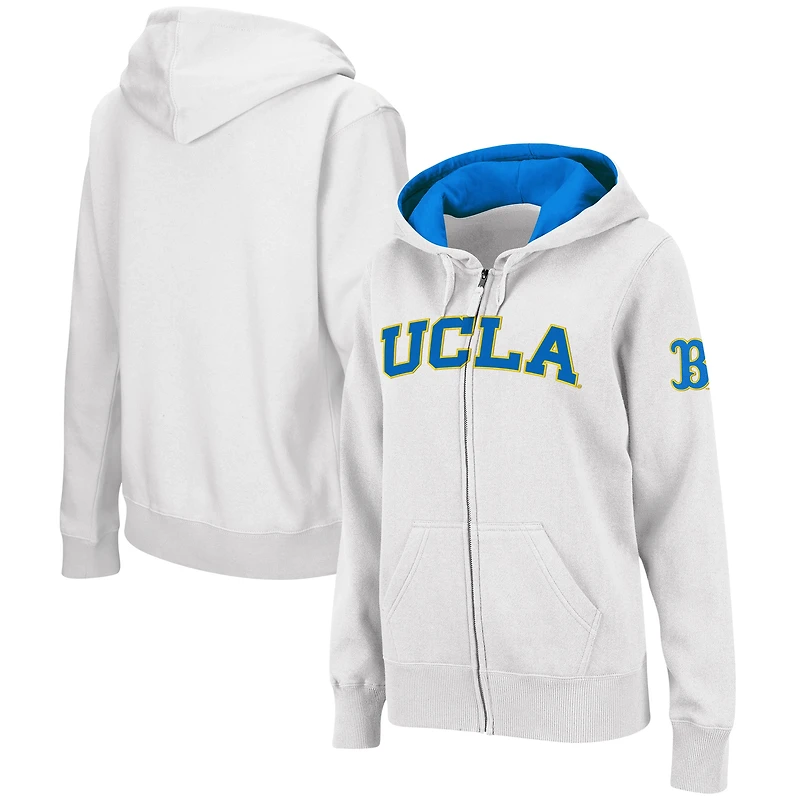 Sweat à capuche entièrement zippé Colosseum White UCLA Bruins Arched Name pour femmes