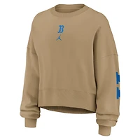 Women's Jordan Brand Tan UCLA Bruins Oversized Phoenix 2-Hit Pullover Sweatshirt