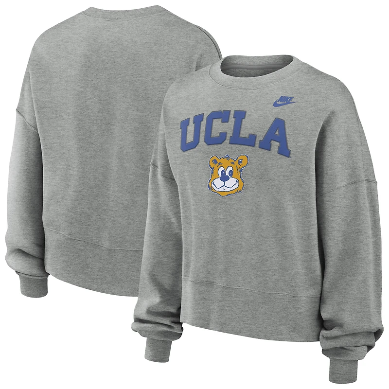 Sweat-shirt Nike surdimensionné gris chiné UCLA Bruins Legacy Classic Arch pour femme