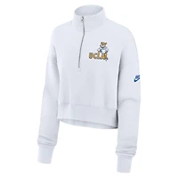 Sweat-shirt Nike blanc à demi-zip avec logo surélevé UCLA Bruins Legacy pour femme