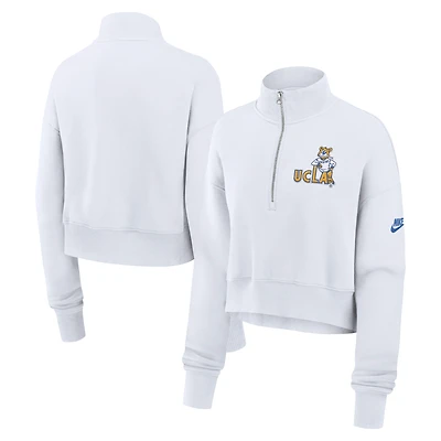 Sweat-shirt Nike blanc à demi-zip avec logo surélevé UCLA Bruins Legacy pour femme