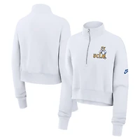 Sweat-shirt Nike blanc à demi-zip avec logo surélevé UCLA Bruins Legacy pour femme