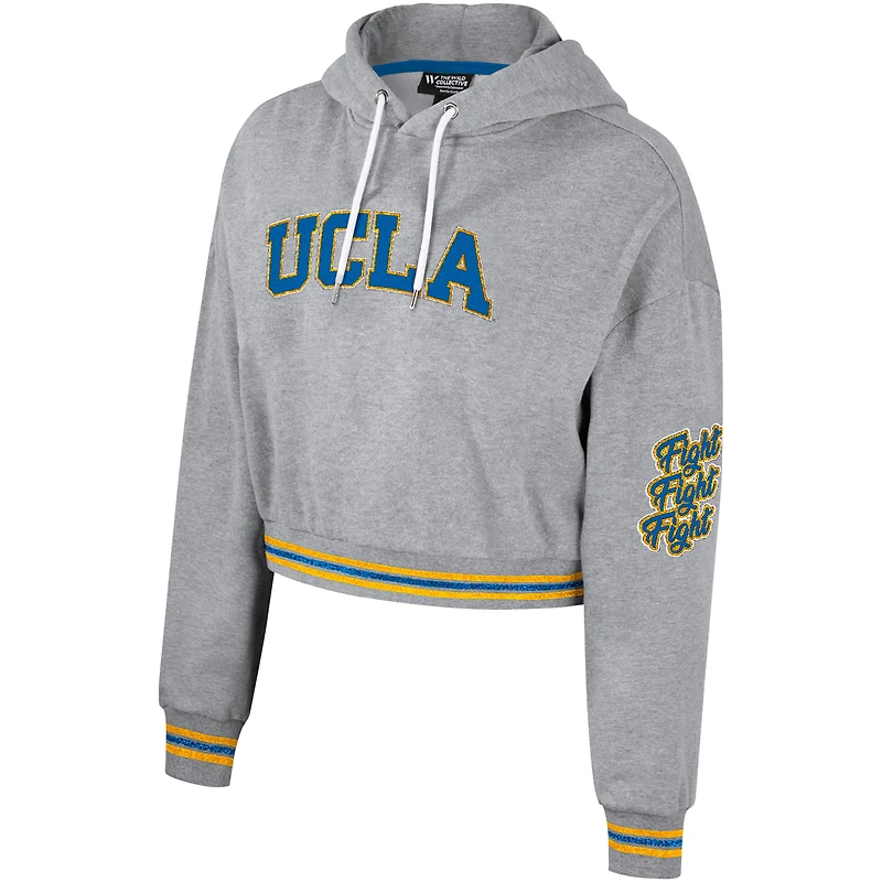 Women's The Wild Collective Heather Gray UCLA Bruins Cropped Shimmer Pullover Hoodie