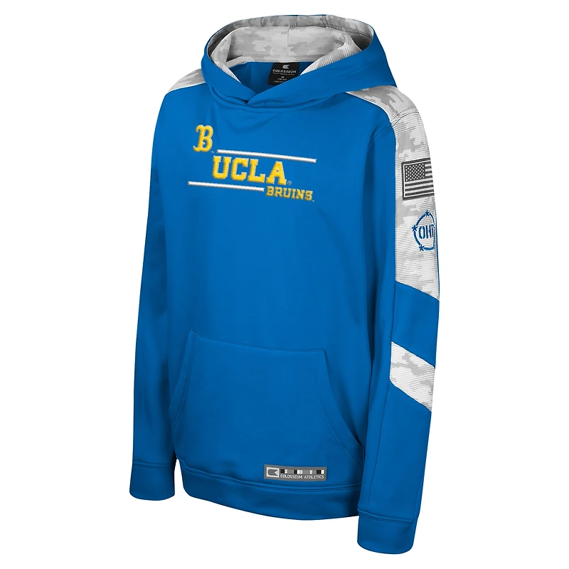 Sweat à capuche camouflage numérique Cyclone pour jeunes Colosseum Blue UCLA Bruins OHT Military Appréciation