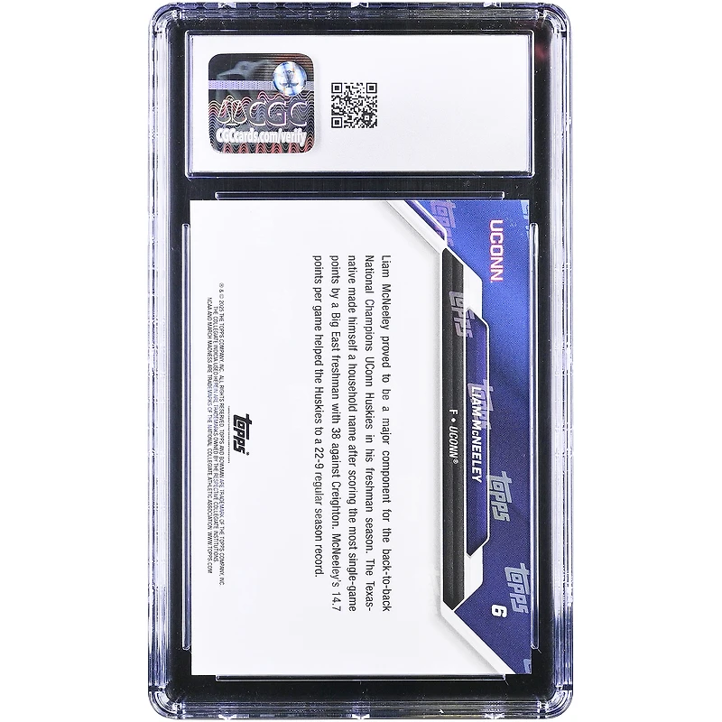 Carte authentifiée CGC 10 authentifiée de 10 pouces de Liam McNeeley, UConn Huskies