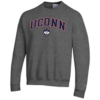 Sweat-shirt à capuche avec logo Arch Over Champion Heather Charcoal UConn Huskies pour homme