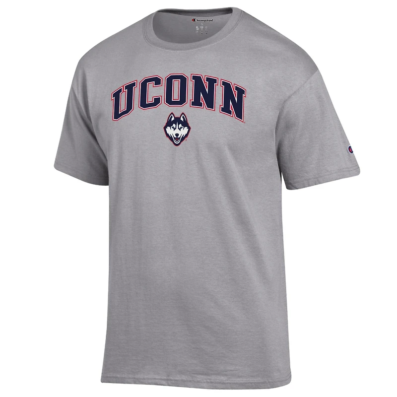 Men's Champion  Heather Gray UConn Huskies Arched Logo T-Shirt