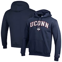 Sweat à capuche en polaire avec logo arqué Champion Navy UConn Huskies pour homme
