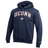 Sweat à capuche en polaire avec logo arqué Champion Navy UConn Huskies pour homme