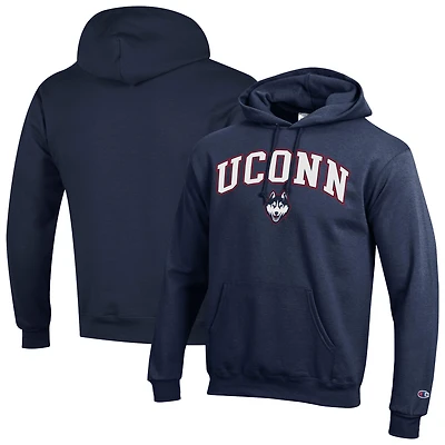 Sweat à capuche en polaire avec logo arqué Champion Navy UConn Huskies pour homme