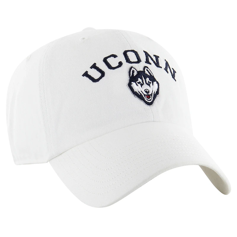 Men's '47 White UConn Huskies Classic Arch Clean Up Adjustable Hat