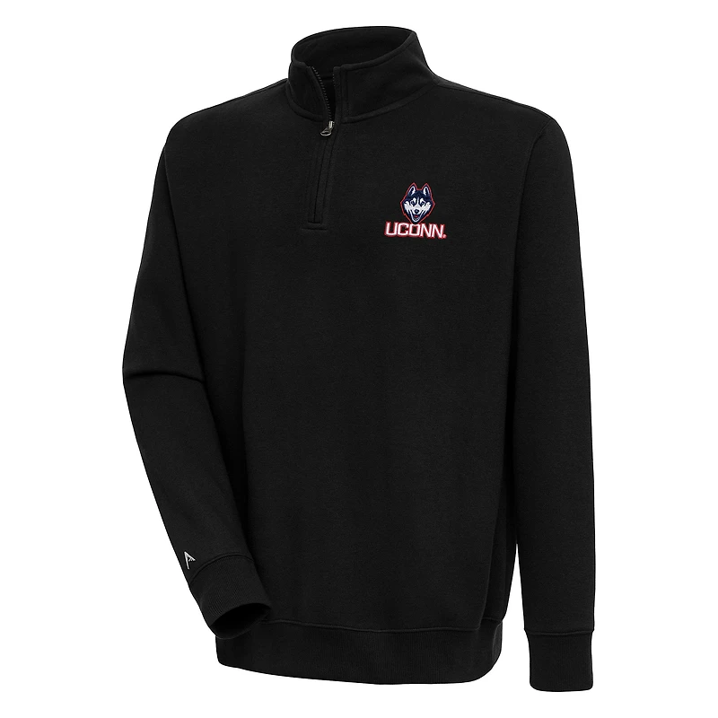 Men's Antigua Black UConn Huskies Victory Quarter-Zip Pullover Top