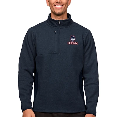 Pull-over à fermeture éclair quart de tour pour homme, bleu marine chiné, des Huskies l'UConn