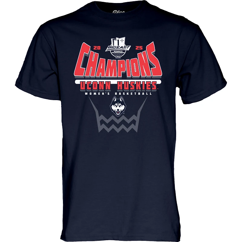 T-shirt bleu marine 84 UConn Huskies 2025 Big East Women's Basketball Conference Champions Tournament pour hommes