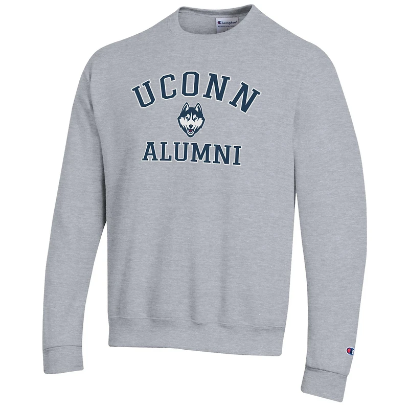 Sweat-shirt gris Champion pour homme avec logo des anciens Huskies de l'UConn