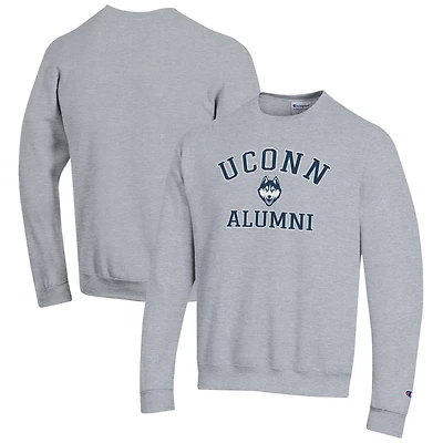 Men's Champion  Gray UConn Huskies Alumni Logo Arch Pullover Sweatshirt