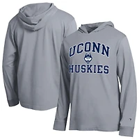 T-shirt à capuche manches longues Champion Heather Gray UConn Huskies High Motor All-Star pour homme