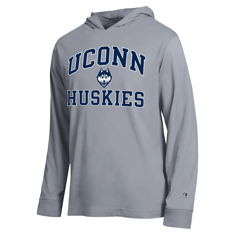 Men's Champion  Heather Gray UConn Huskies High Motor All-Star Long Sleeve Hooded T-Shirt