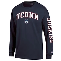 Men's Champion  Navy UConn Huskies Arch Over Logo 2-Hit Long Sleeve T-Shirt