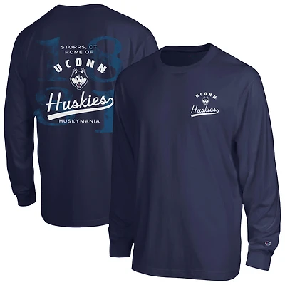 Men's Champion  Navy UConn Huskies Laminated All-Star Long Sleeve T-Shirt