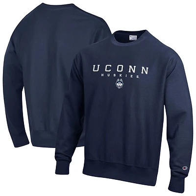 Men's Champion  Navy UConn Huskies Relentless Reverse Weave Sweatshirt