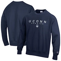 Men's Champion  Navy UConn Huskies Relentless Reverse Weave Sweatshirt
