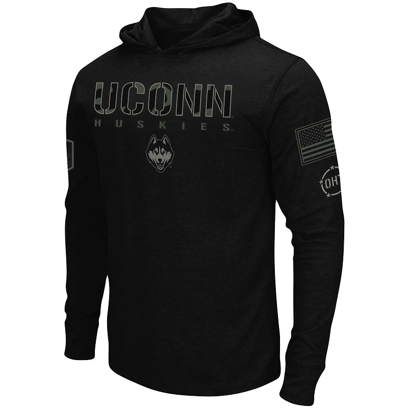 Men's Colosseum Black UConn Huskies OHT Military Appreciation Hoodie Long Sleeve T-Shirt