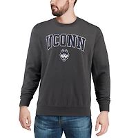 Colosseum Charcoal UConn Huskies Arch & Logo Sweat-shirt à col rond pour homme